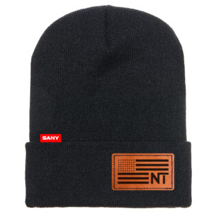 Flag Beanie with leather patch